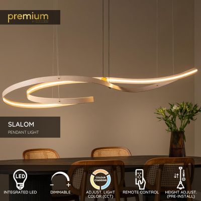 Lucide SLALOM - Pendant light - LED Dim. - CCT - 1x80W 2200K/4000K - Cream - Premium